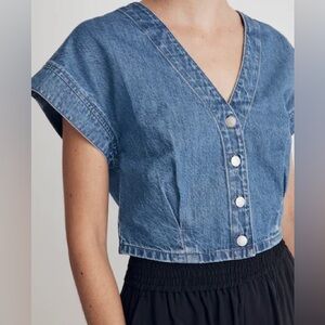 madewell denim cap crop top Size 0
